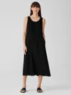 Eileen Fisher Cozy Organic Cotton Thermal Tank Dress In Black