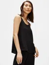 Eileen Fisher Silk Georgette Crepe Scoop Neck Tank In Black