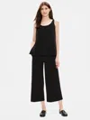Eileen Fisher Silk Georgette Crepe Scoop Neck Tank In Black