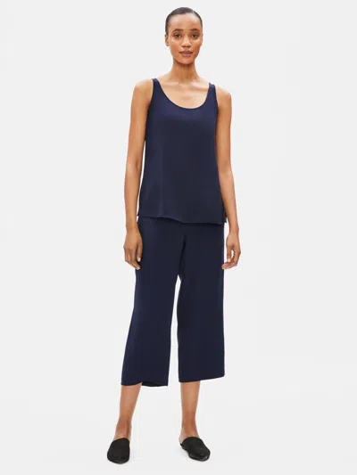 EILEEN FISHER SILK GEORGETTE CREPE SCOOP NECK TANK