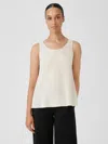 Eileen Fisher Silk Georgette Crepe Scoop Neck Tank In White