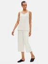 Eileen Fisher Silk Georgette Crepe Scoop Neck Tank In White