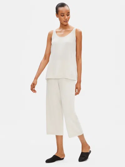 Eileen Fisher Silk Georgette Crepe Scoop Neck Tank In White