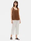 Eileen Fisher Silk Georgette Crepe Scoop Neck Tank In Brown