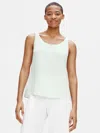 Eileen Fisher Silk Georgette Crepe Scoop Neck Tank In White