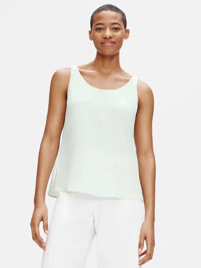 Eileen Fisher Silk Georgette Crepe Scoop Neck Tank In White