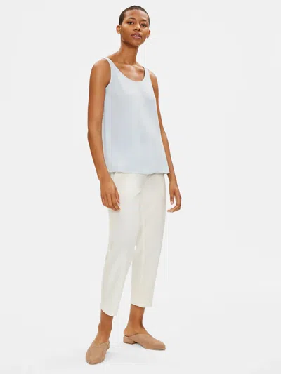 Eileen Fisher Silk Georgette Crepe Scoop Neck Tank In White