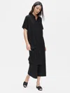 Eileen Fisher Silk Georgette Crepe Shirtdress In Black