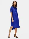 Eileen Fisher Silk Georgette Crepe Shirtdress In Blue