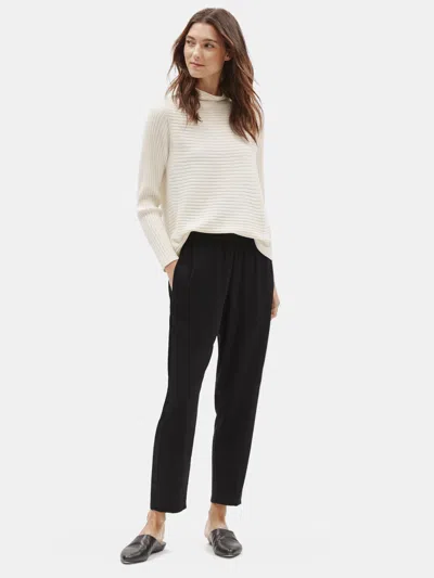 Eileen Fisher Silk Georgette Crepe Side Panel Pant In Black