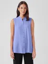 Eileen Fisher Silk Georgette Crepe Sleeveless Shirt In Purple