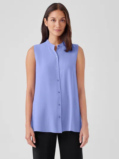 Eileen Fisher Silk Georgette Crepe Sleeveless Shirt In Purple