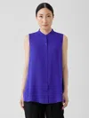 Eileen Fisher Silk Georgette Crepe Sleeveless Shirt In Purple