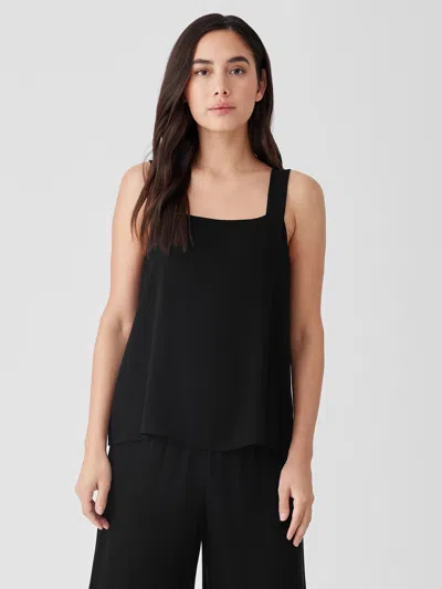 EILEEN FISHER SILK GEORGETTE CREPE SQUARE NECK TANK