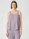 Eileen Fisher Silk Georgette Crepe Square Neck Tank In Purple