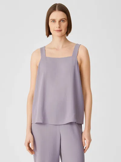 Eileen Fisher Silk Georgette Crepe Square Neck Tank In Purple
