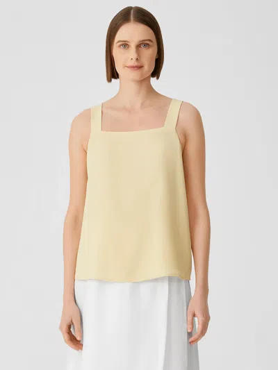 Eileen Fisher Silk Georgette Crepe Square Neck Tank In Neutral