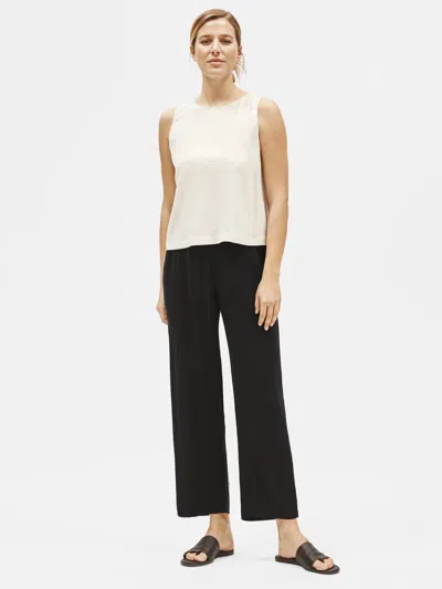 Eileen Fisher Silk Georgette Crepe Straight Pant In Black