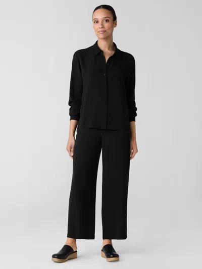 Eileen Fisher Silk Georgette Crepe Straight Pant In Black