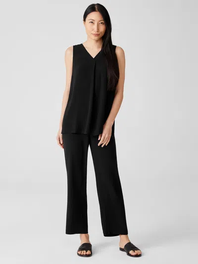 Eileen Fisher Silk Georgette Crepe Straight Pant In Black