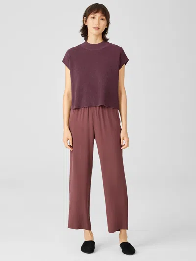 Eileen Fisher Silk Georgette Crepe Straight Pant In Purple
