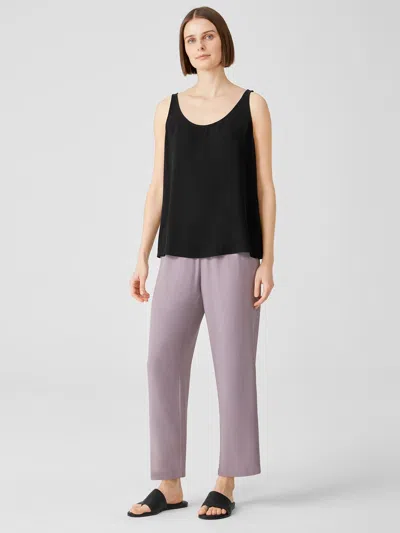 Eileen Fisher Silk Georgette Crepe Straight Pant In Purple