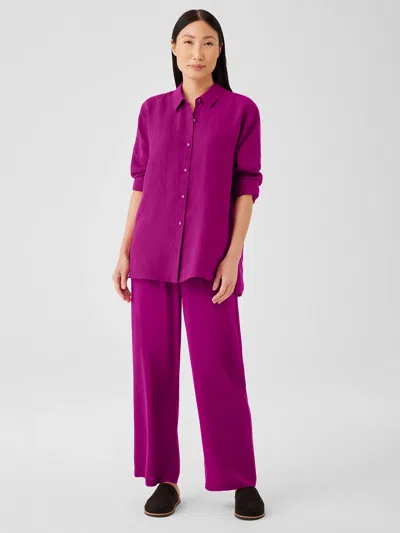 Eileen Fisher Silk Georgette Crepe Straight Pant In Purple