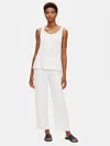 Eileen Fisher Silk Georgette Crepe Straight Pant In White