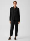 Eileen Fisher Silk Georgette Crepe Tapered Pant In Black