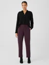 Eileen Fisher Silk Georgette Crepe Tapered Pant In Purple