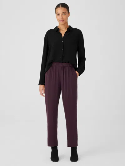 Eileen Fisher Silk Georgette Crepe Tapered Pant In Purple