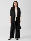 Eileen Fisher Silk Georgette Crepe Trench Coat In Black