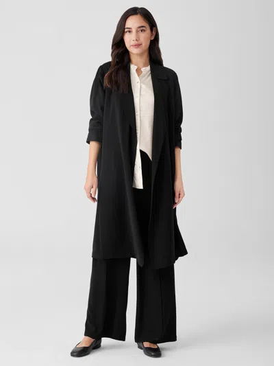 Eileen Fisher Silk Georgette Crepe Trench Coat In Black
