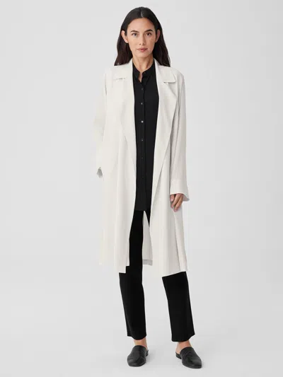 Eileen Fisher Silk Georgette Crepe Trench Coat In White