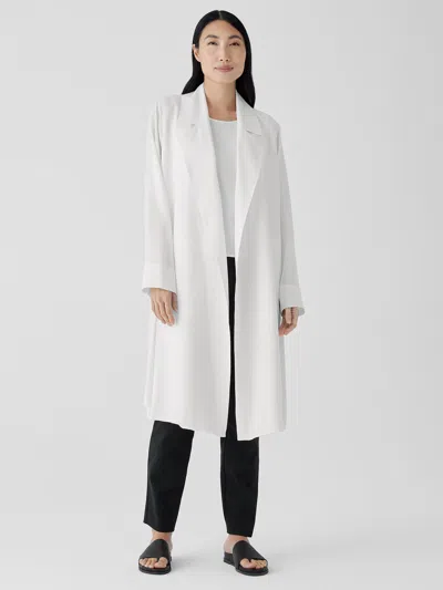 Eileen Fisher Silk Georgette Crepe Trench Coat In White