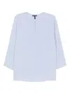 Eileen Fisher Bracelet Sleeve Silk Tunic In Blue