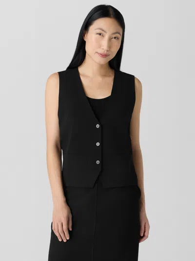 Eileen Fisher Silk Georgette Crepe Vest In Black