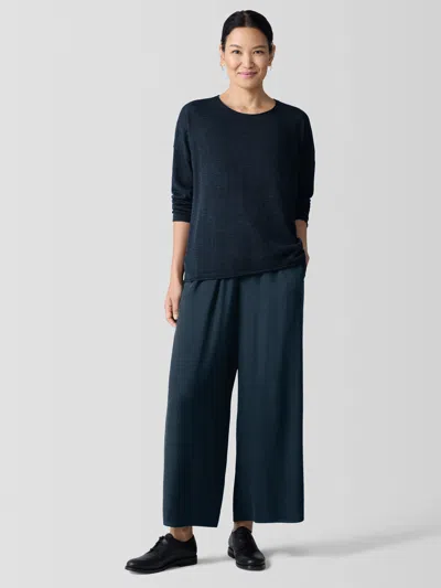 Eileen Fisher Silk Georgette Crepe Wide-leg Pant In Blue