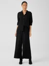 Eileen Fisher Silk Georgette Crepe Wide-leg Pant In Black