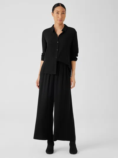 Eileen Fisher Silk Georgette Crepe Wide-leg Pant In Black