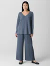 Eileen Fisher Silk Georgette Crepe Wide-leg Pant In Blue