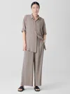 Eileen Fisher Silk Georgette Crepe Wide-leg Pant In Gray