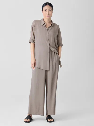Eileen Fisher Silk Georgette Crepe Wide-leg Pant In Gray