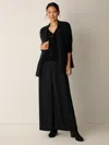 Eileen Fisher Silk Georgette Crepe Wide-leg Pant In Green