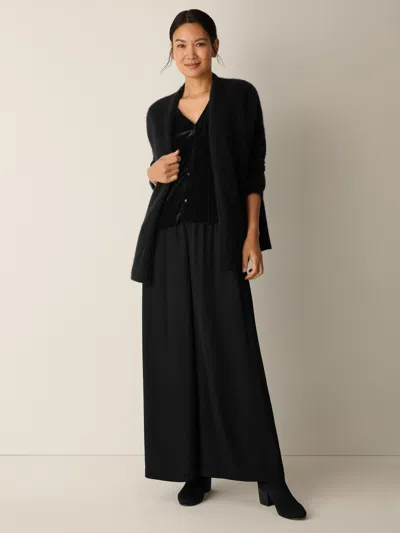 Eileen Fisher Silk Georgette Crepe Wide-leg Pant In Green