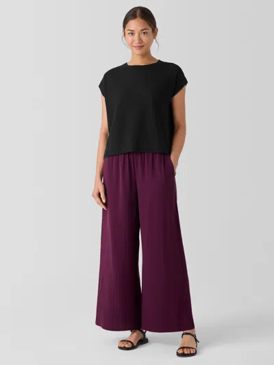 Eileen Fisher Silk Georgette Crepe Wide-leg Pant In Purple