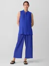 Eileen Fisher Silk Georgette Crepe Sleeveless Shirt In Blue