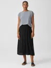 Eileen Fisher Silk Georgette Flared Skirt In Black