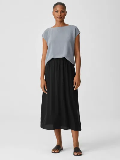 Eileen Fisher Silk Georgette Flared Skirt In Black