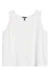 Eileen Fisher Silk Georgette Round Neck Vest In Ivory